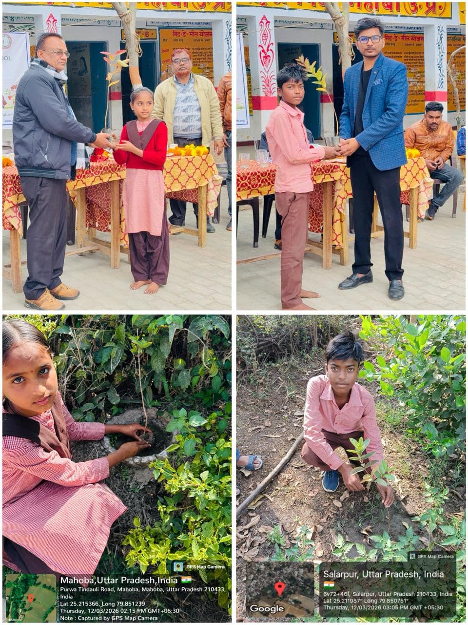 “My Plant, My Responsibility” — a student plants and adopts a sapling at Salarpur, Uttar Pradesh. Every planting is GPS-stamped so survival can be tracked.