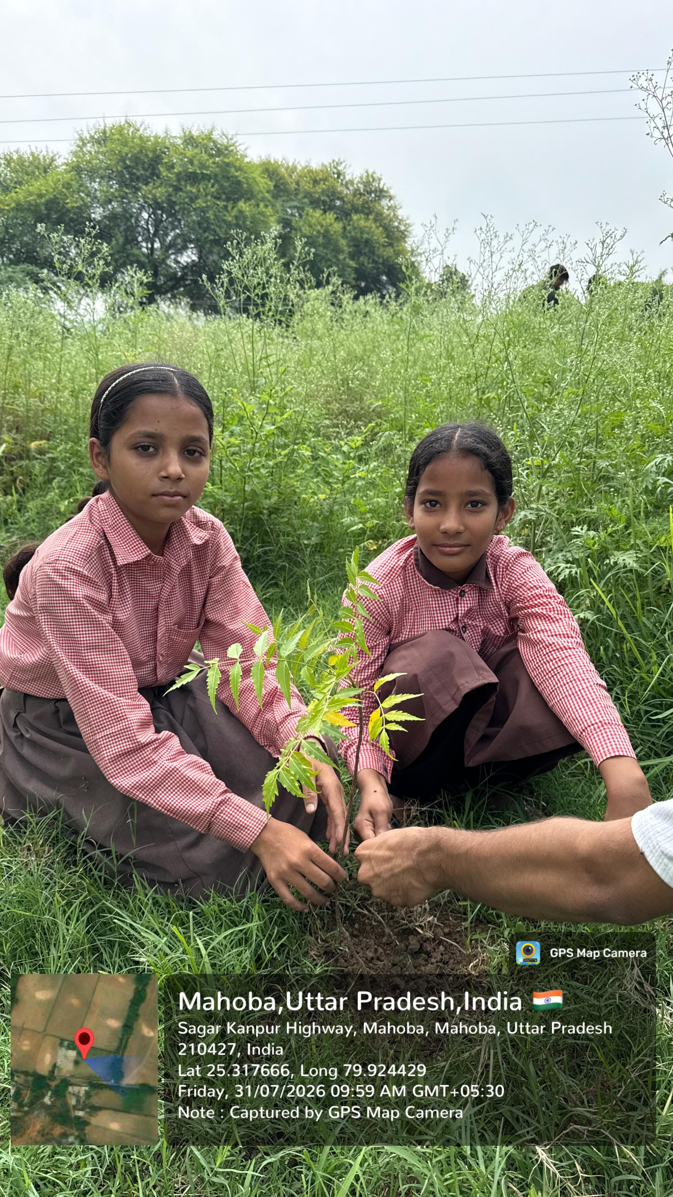Plant Donation Drive at a school in District Mahoba — every student receives a sapling to care for as their own.