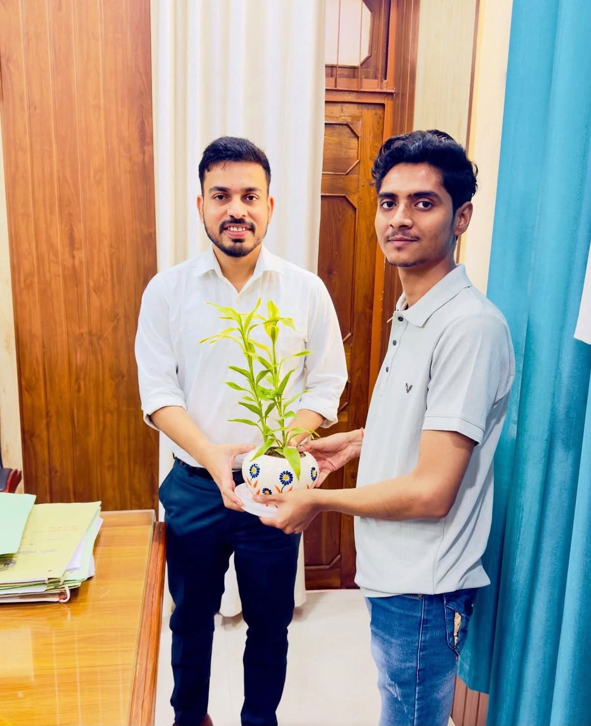 Plant Donation Drive at a school in District Mahoba — every student receives a sapling to care for as their own.