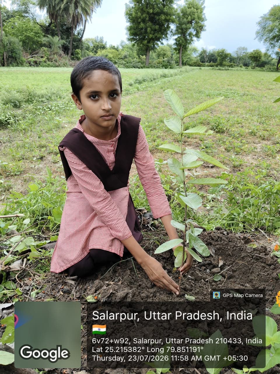 A student planting and adopting a sapling at Salarpur, Uttar Pradesh